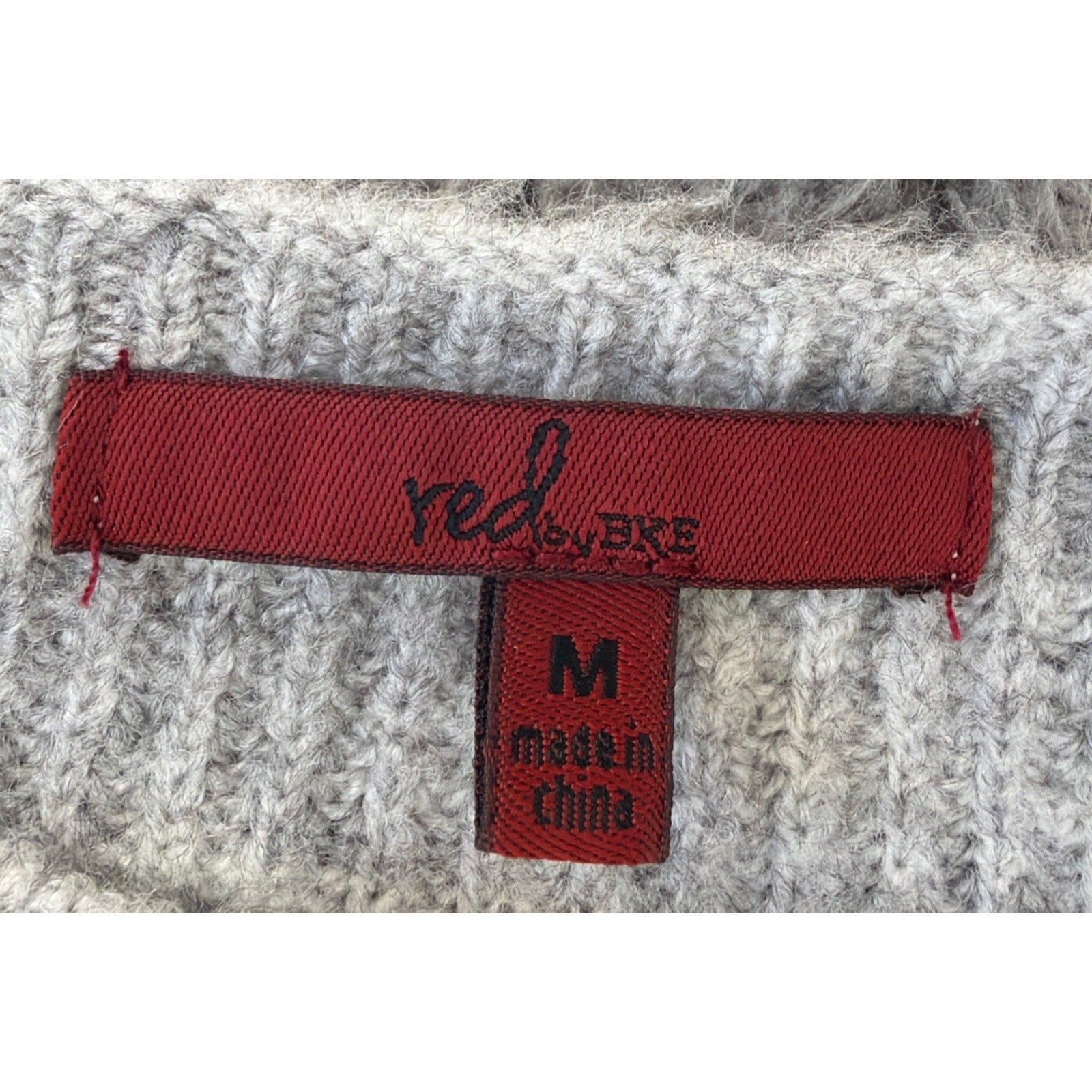 Red By Bke Faux Pearl Embellished Super Soft Mock Neck Knit Sweater Womens M