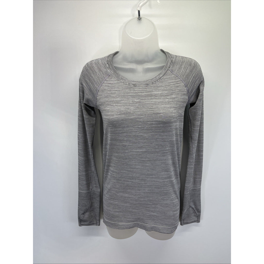 LULULEMON ATHLETICA Swiftly Tech Long Sleeve Crew In Gray Thumbholes Size 2