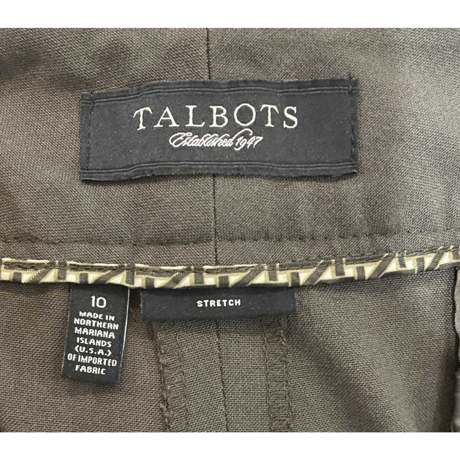 Talbots Women’s Signature Straight Leg Pants sz 10 Brown Mid Rise Cotton Stretch