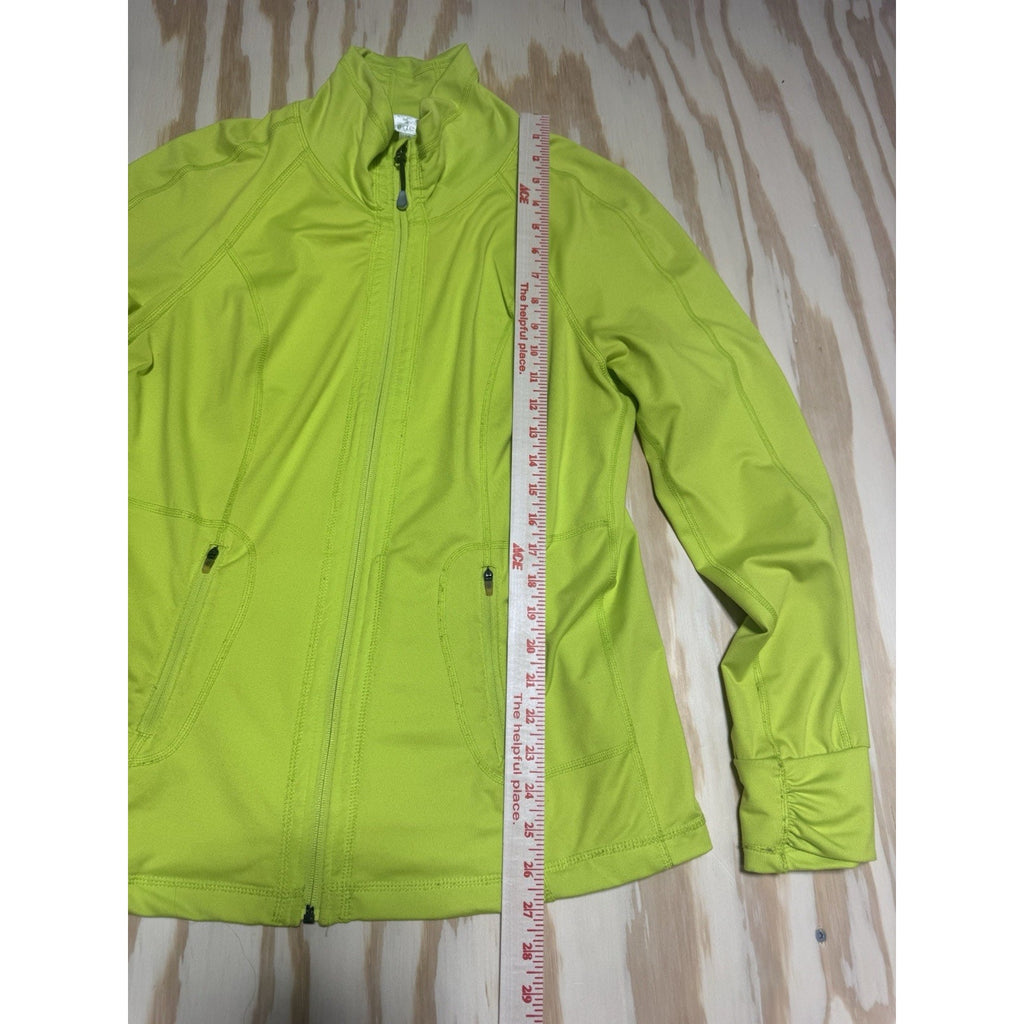 Tangerine Women’s L Neon Sulphur Green Full Zip Athletic Running Jacket Zip