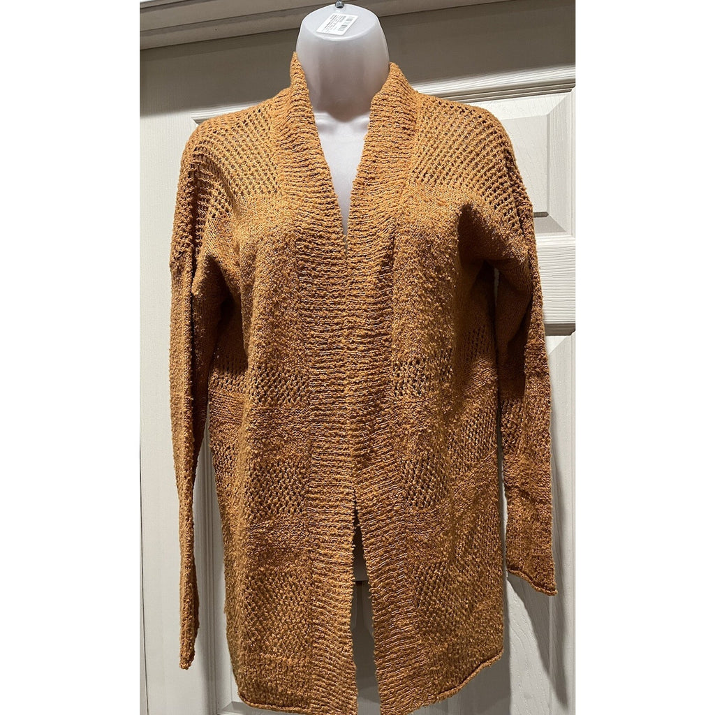 NWT Keren Hart Women's Mustard Open Front Longer Cardigan Sweater Size Small S