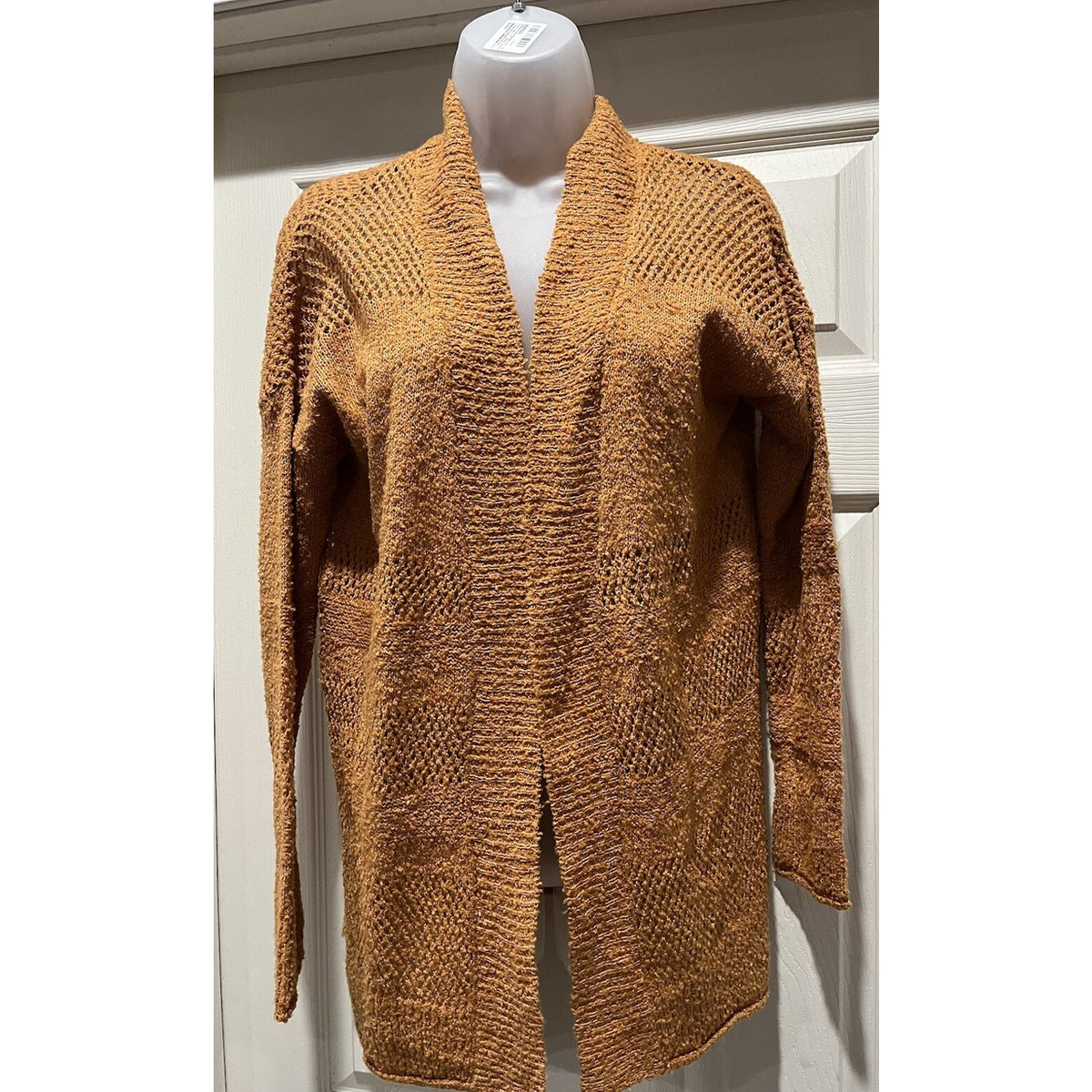 NWT Keren Hart Women's Mustard Open Front Longer Cardigan Sweater Size Small S