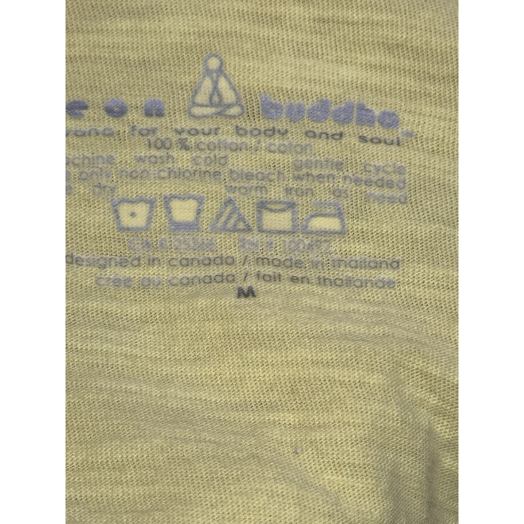 Neon Buddha Tunic Top Bright Yellow 3/4 Sleeve Shirt Women’s Size Medium Stain