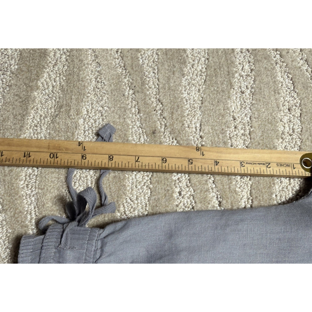 KENAR Women’s M 100% Linen Gray Drawstring Pull On Pants Beach Lounge Casual