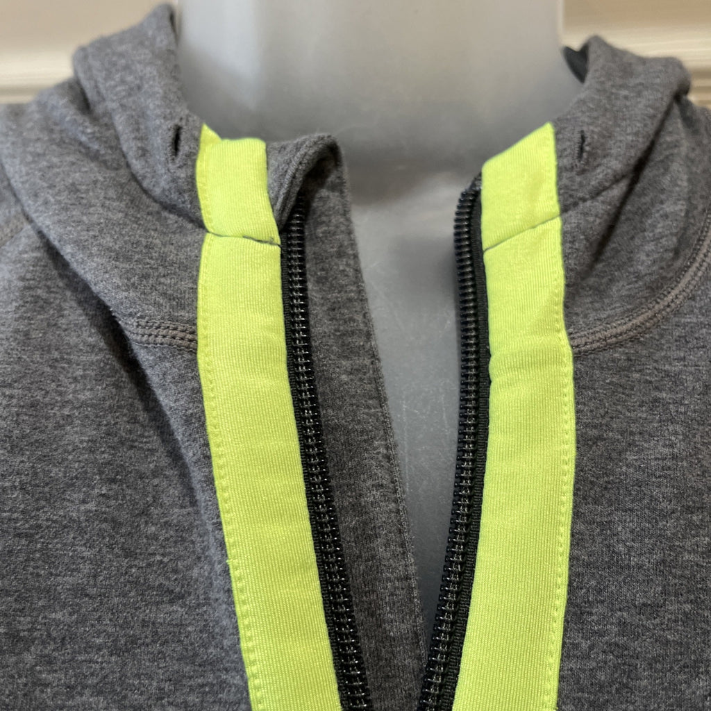 Nike Therma Fit Womens Gray Yellow Reflective Hoodie Full Zip Medium Running D9