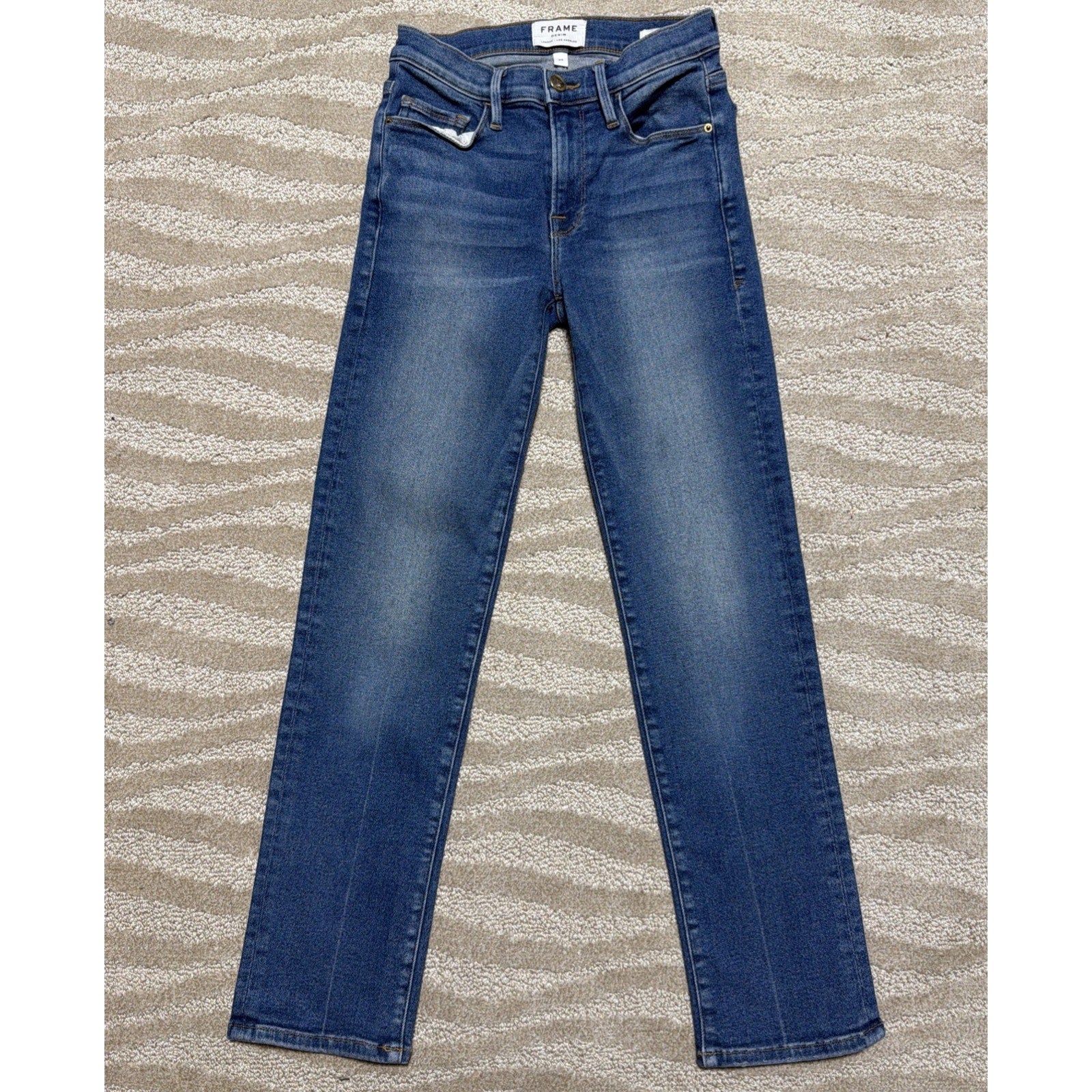 FRAME DENIM Le Nouveau Straight Crop Med Rise Jeans size 24x26 Stretch