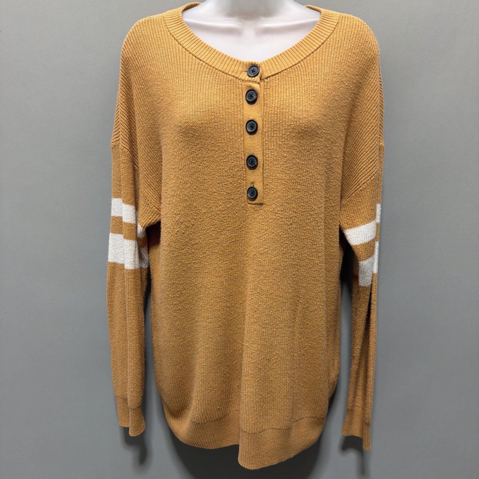 American Eagle Womens Medium Sweater Brown Lightweight Knit Long Sleeve V Neck