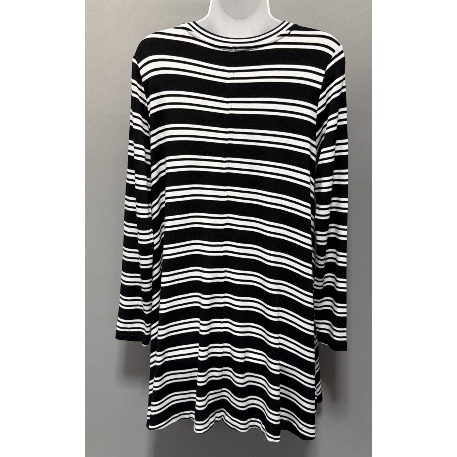 LOFT Outlet Lounge Dress S Black White Striped Swing Tunic Soft Stretch Casual