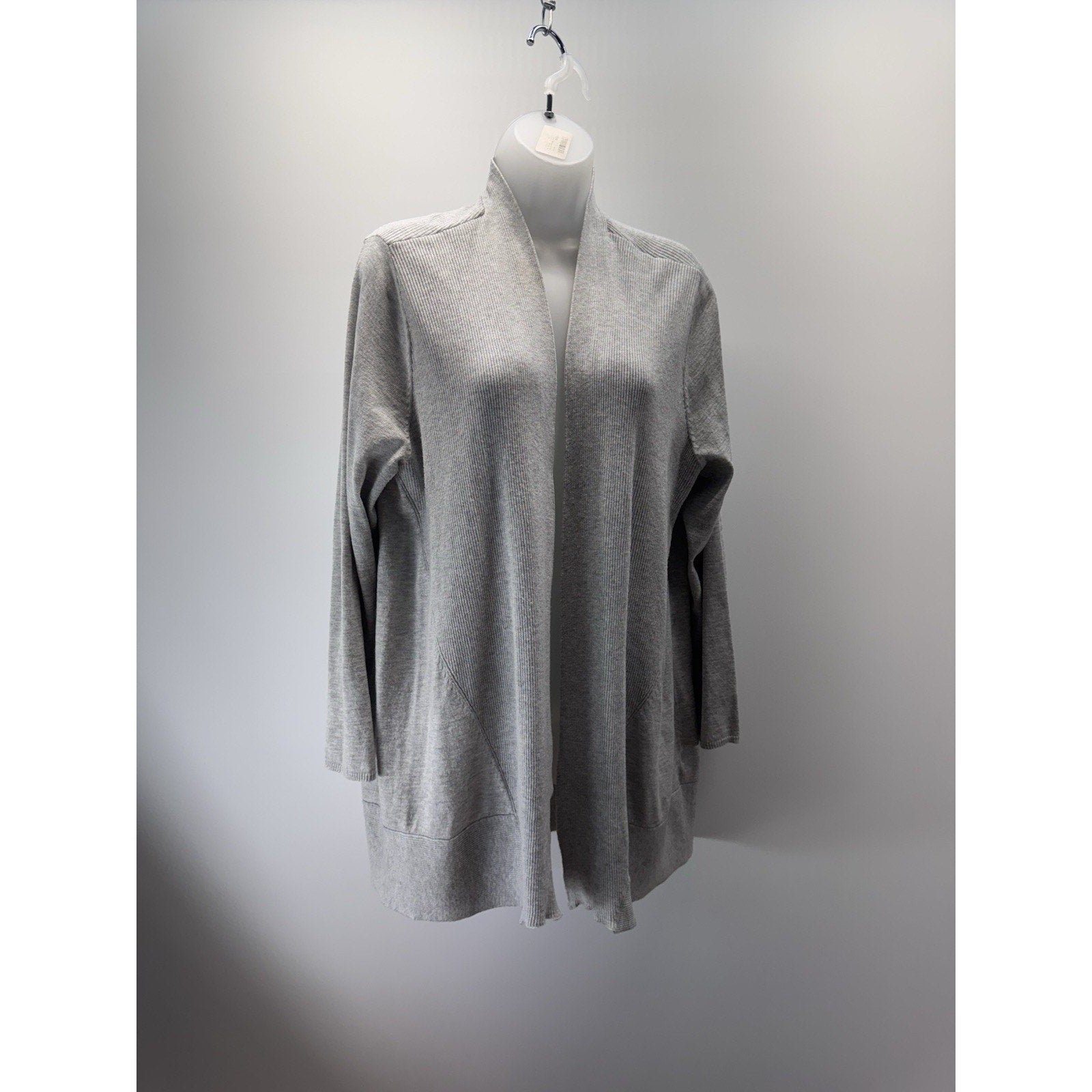 Chicos Sweater Gray Open Cardigan Casual Neutral Women’s Size 3/XL