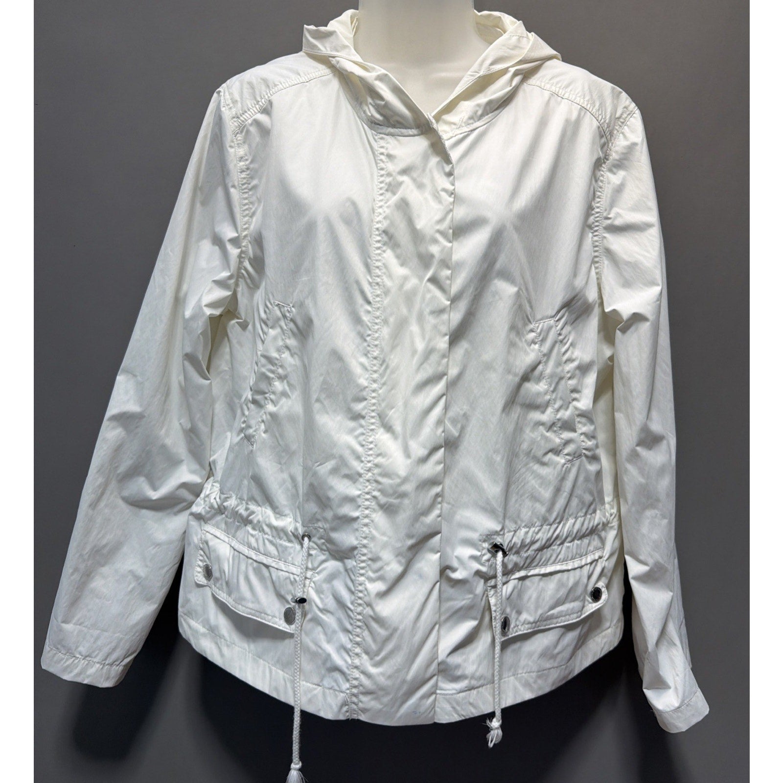 Liz Claiborne Jacket Rain Coat XL White Hooded