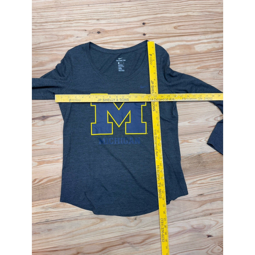 NIKE UNIVERSITY MICHIGAN WOOLVERINES FOOTBALL LONG SLEEVE T-SHIRT Gray Medium