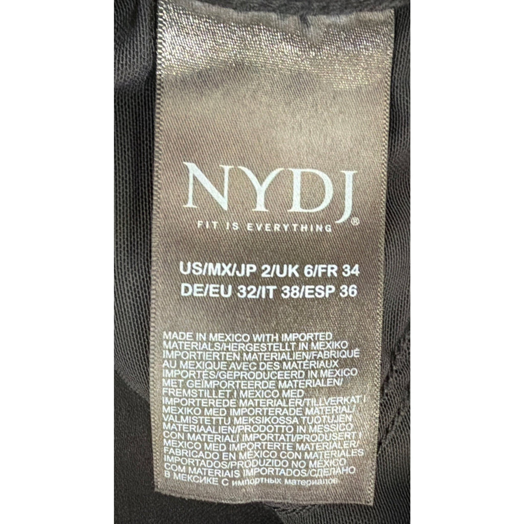 NYDJ Curves 360 Cropped Denim Size 2 Short Black Mid Rise 26" Inseam Split Seam