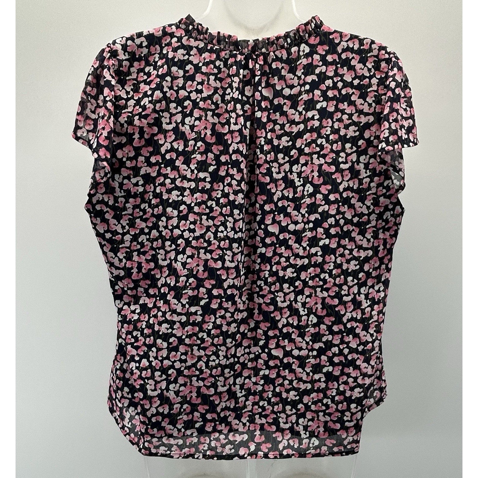 J Crew Blouse Top M Navy Pink Floral Bohemian Cottage Core Casual School