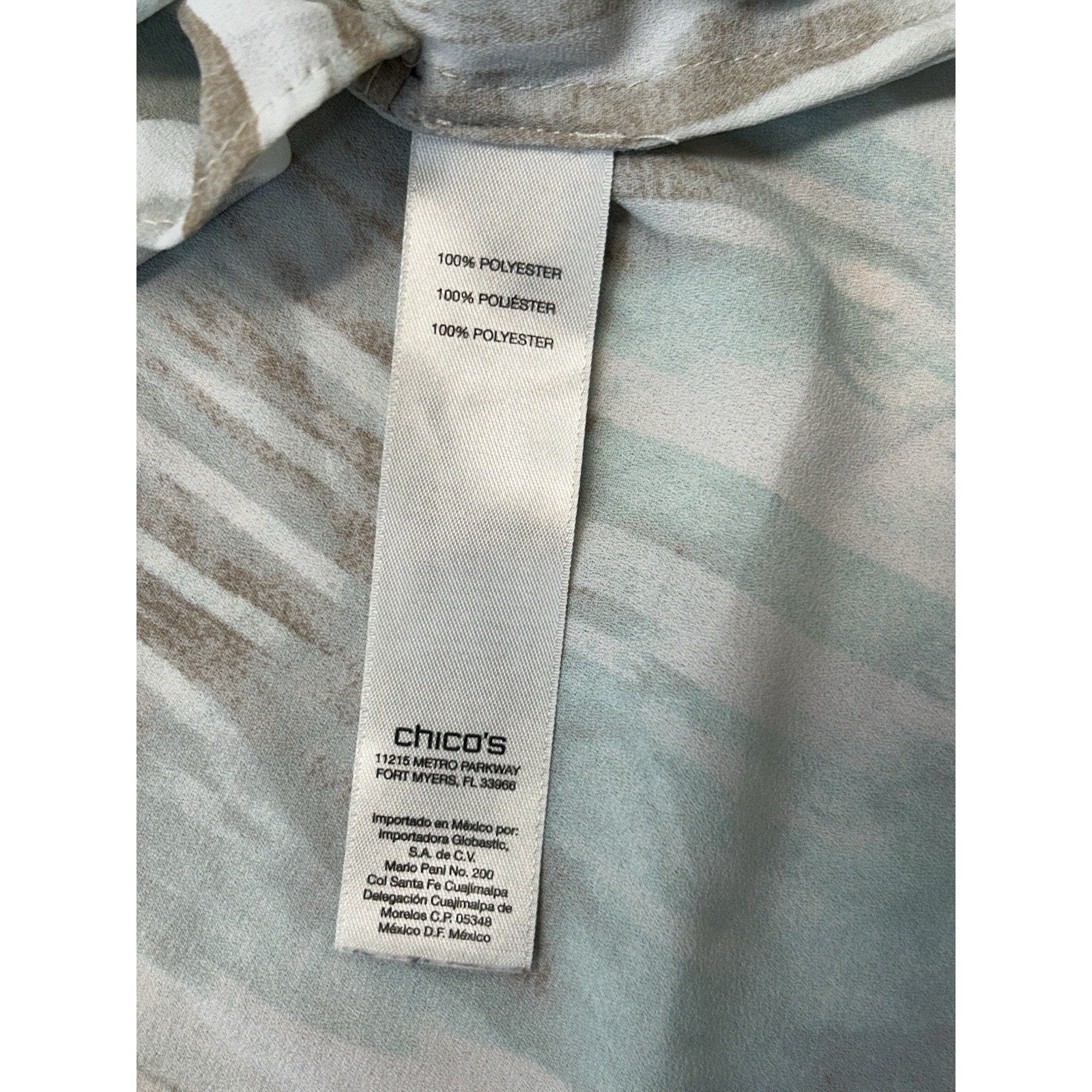 Chico's Blue Striped Long Sleeve Boat Neck Top Size1 Medium.