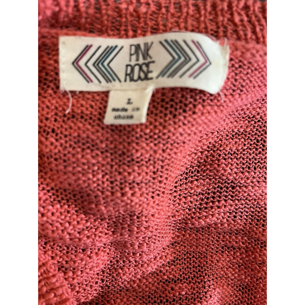Pink Rose Pink Long Sleeve Knit Coral Pink Aztec Deer Sweater Women's Size Large