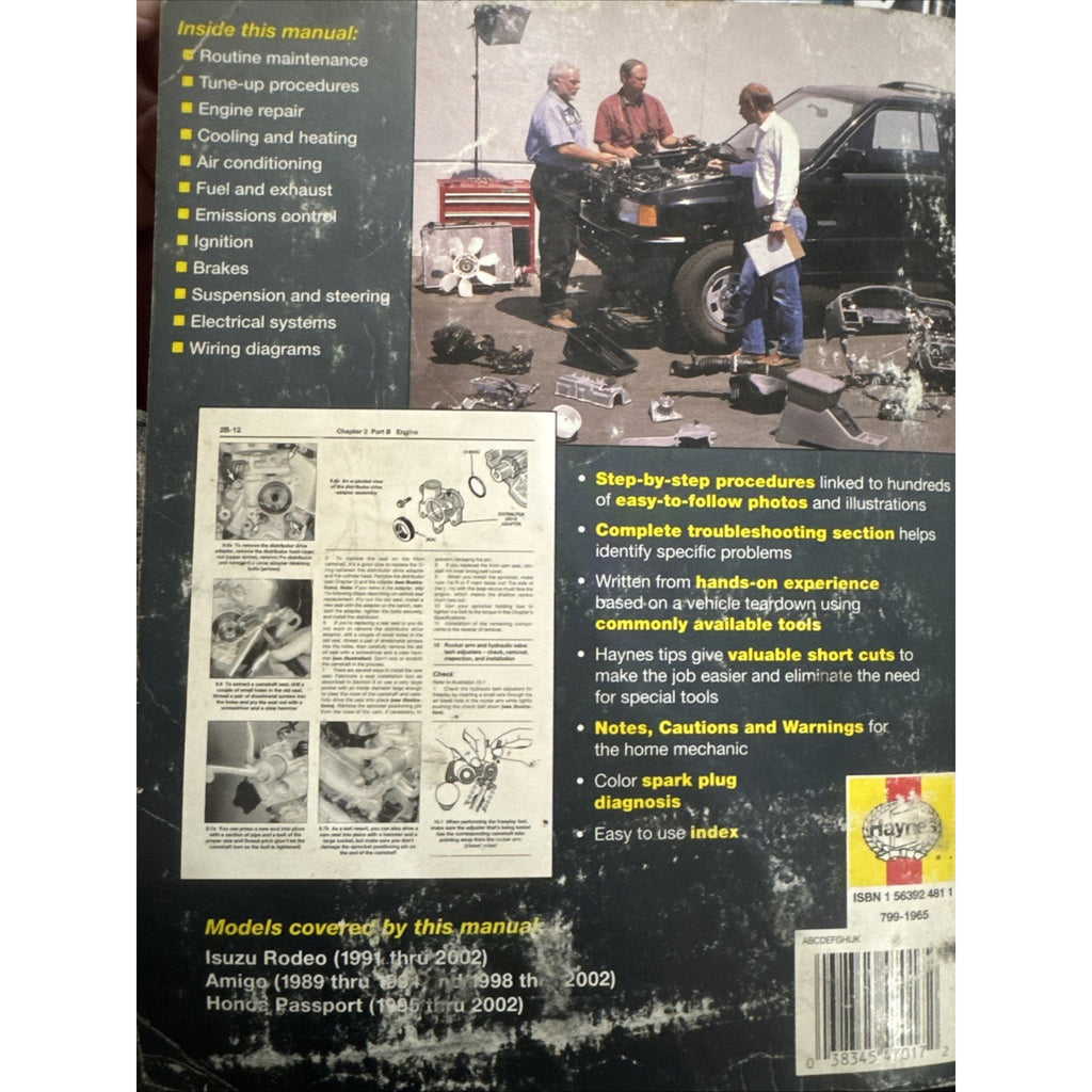 Isuzu Rodeo & Amigo Honda Passport 1989-2002 Haynes Repair Manual 47017