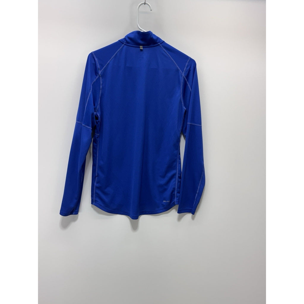 Nike Mens Sweater Small Blue Pullover 1/4 Zip High Neck Fleece Lined Therma Fit