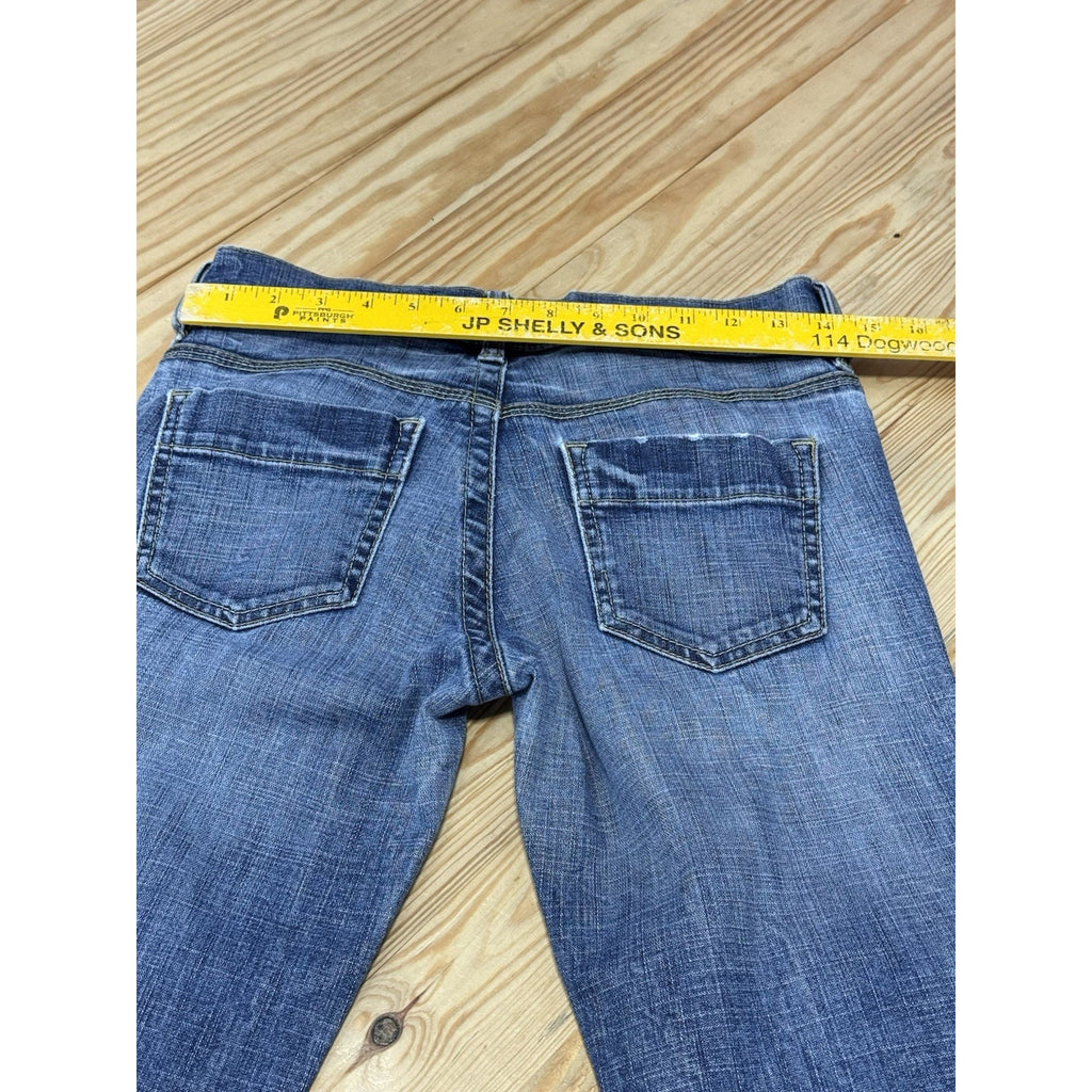 Vintage Old Navy Womens Capri Pants Jeans Cuffed Distressed Low Rise Y2K Size 4