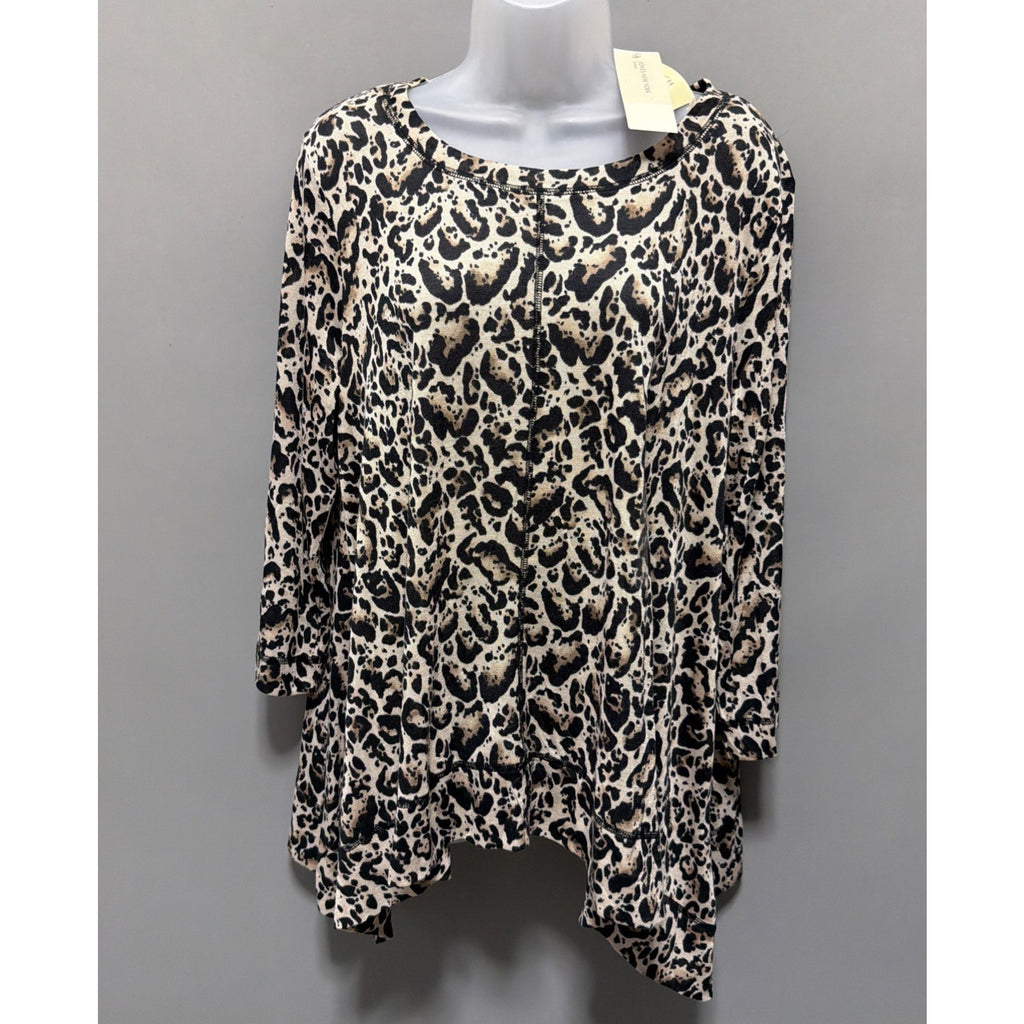 Jones New York Size XL Animal Print Fine Gauge Sweater Sharkbite Hem Women’s NWT