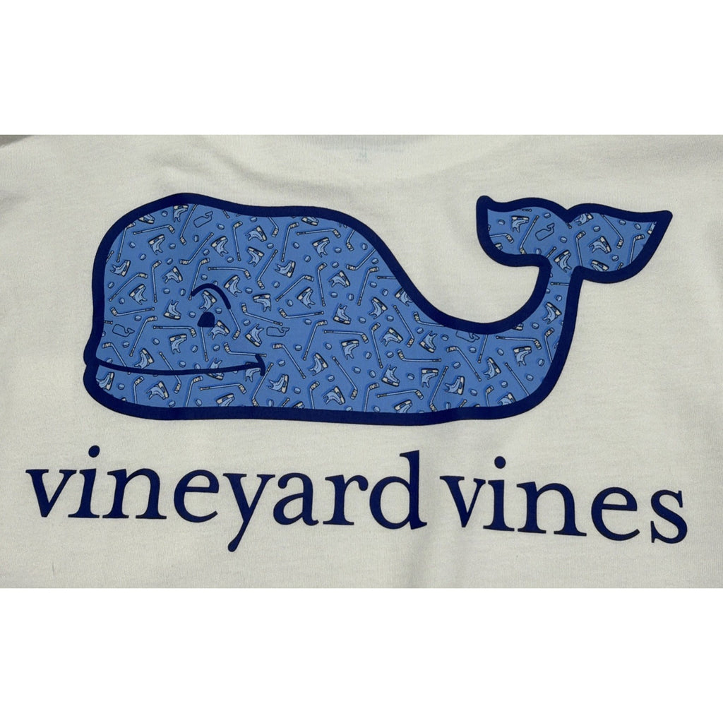 New ! Vineyard Vines Boys White Cap Hockey Gear Whale Pocket T-Shirt 12-14 M
