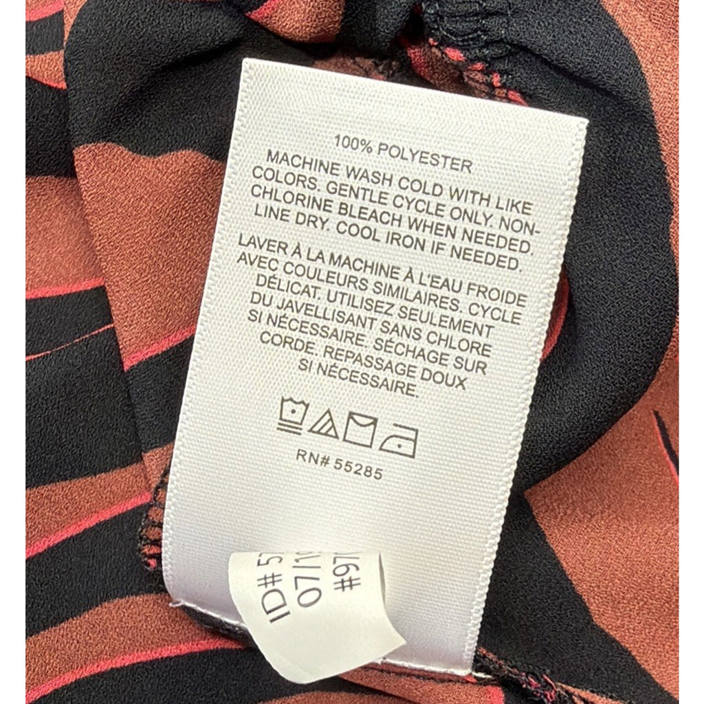 Express Red Zebra Animal Print Zip Front Tie Waist Blouse Size XS Career