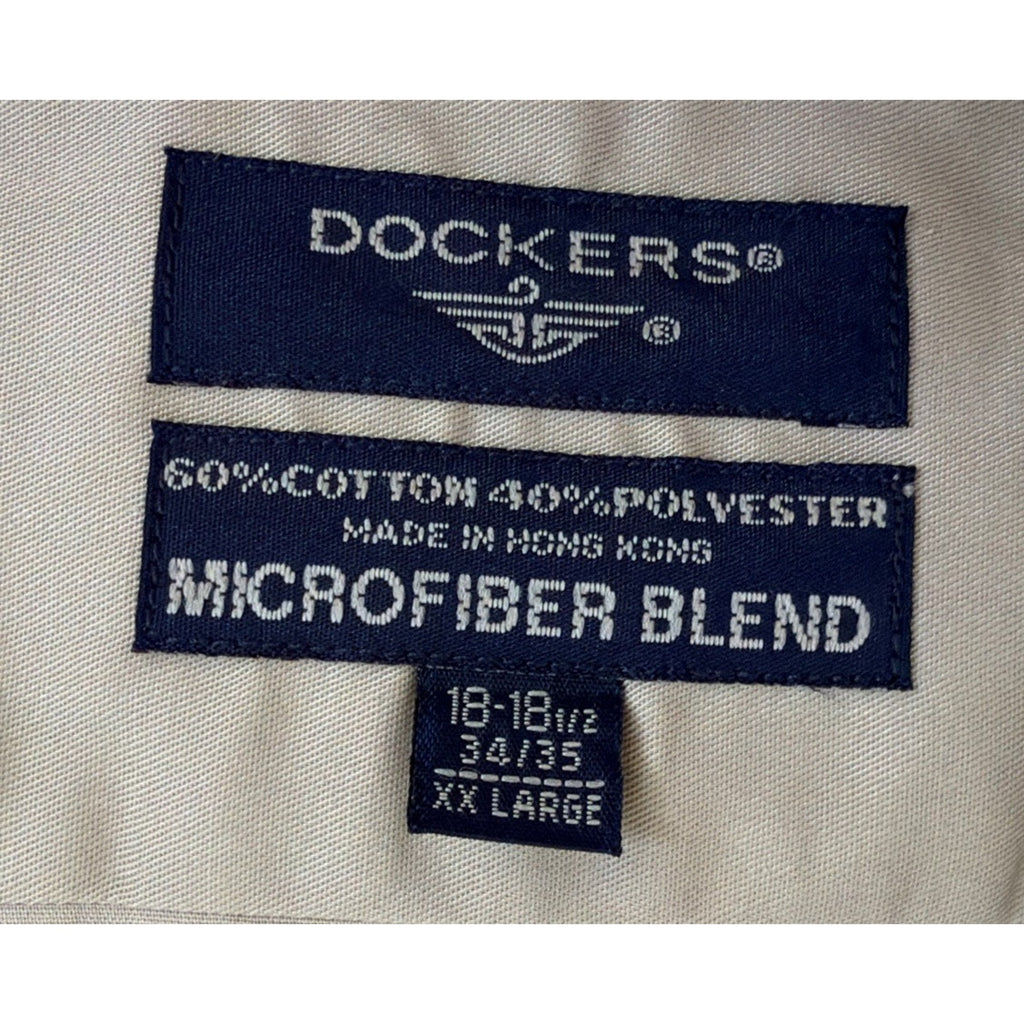 Vtg 90s Sears Dockers Micro Blend Khaki Long Sleeve Button Shirt XXL NWT