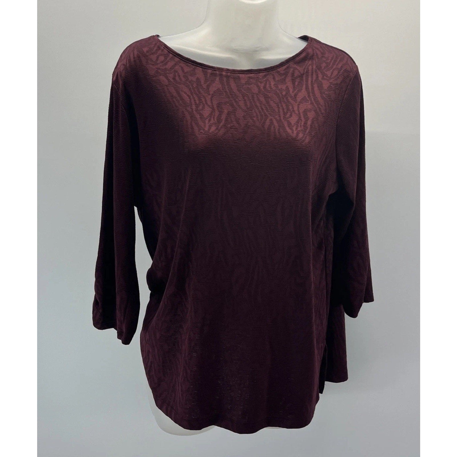 Chico's Brown/Burgundy Round Neck Soft Stretch Top L