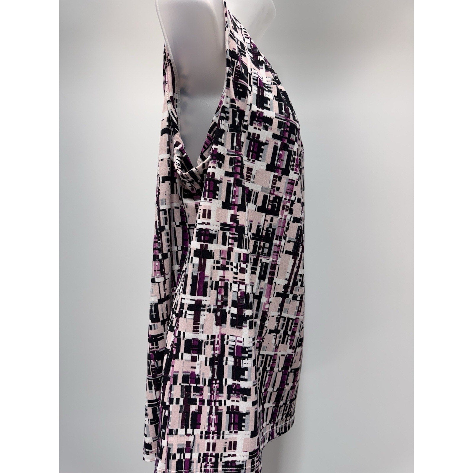 CALVIN KLIEN Sleeveless Geometric Print Shell Top Career Blouse Purple Size 1X