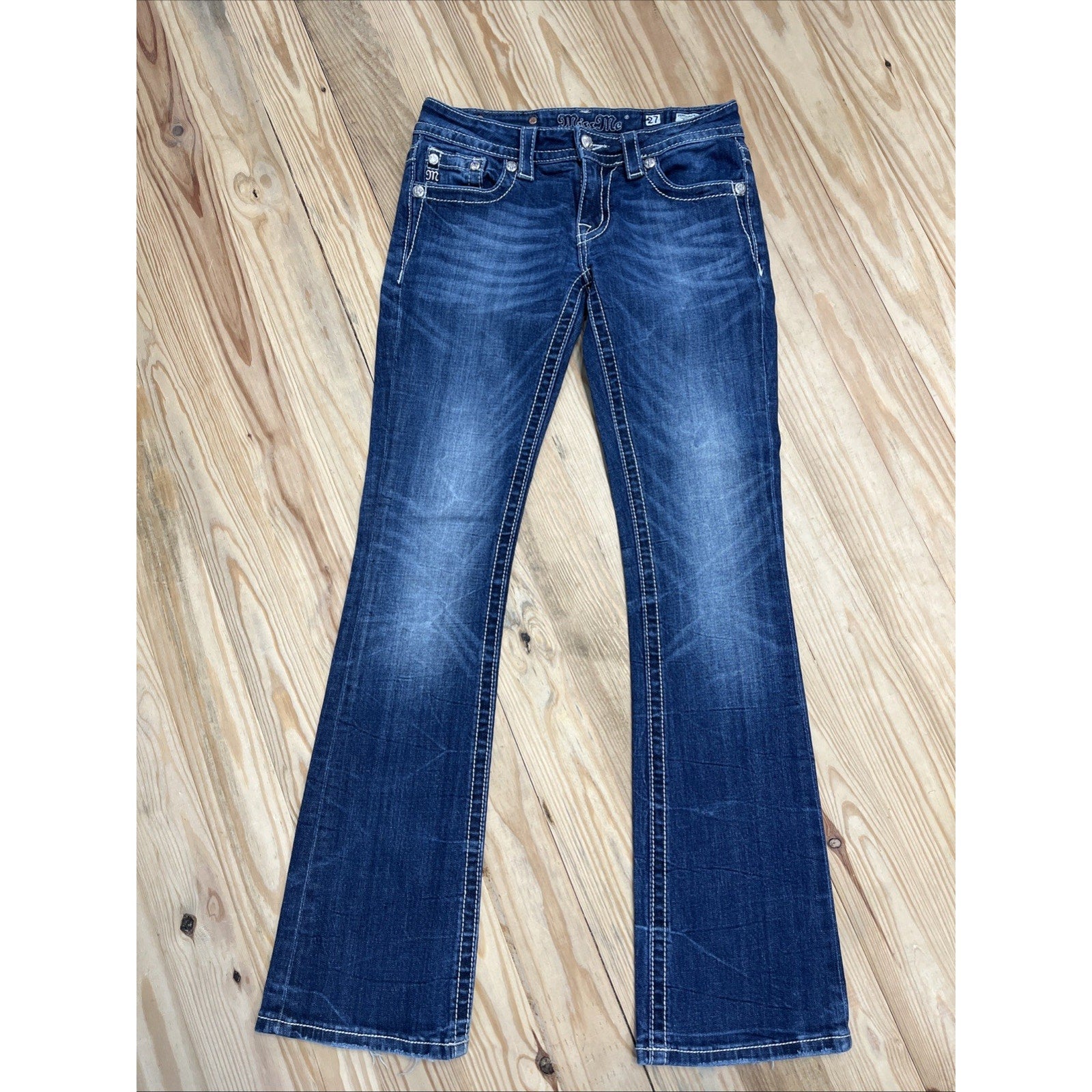 Miss Me Signature Boot Cut Aztec Stitching Embellished Jeans Size 27