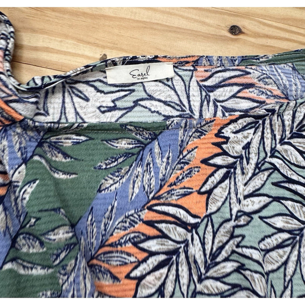 Easel Short Sleeve Green Tropical Floral Kimono Dress Women’s Size Medium