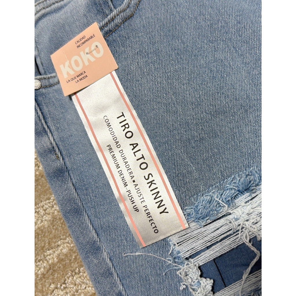 KOKO High Rise Skinny Jeans Womens Size 17 Blue Denim Juniors Distressed