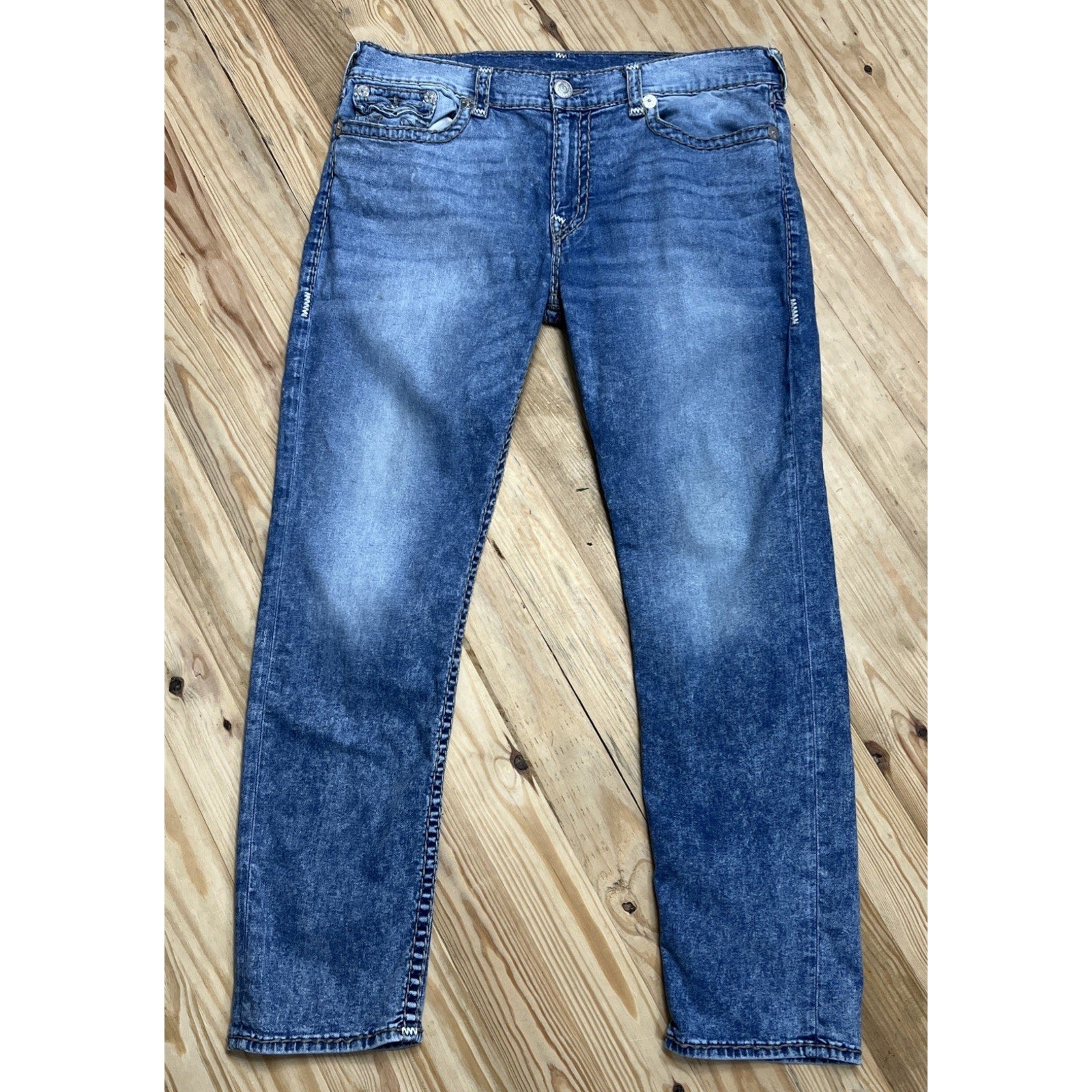 Mens 40 X 34 True Religion Geno Relaxed Slim Super T with Flap Jeans