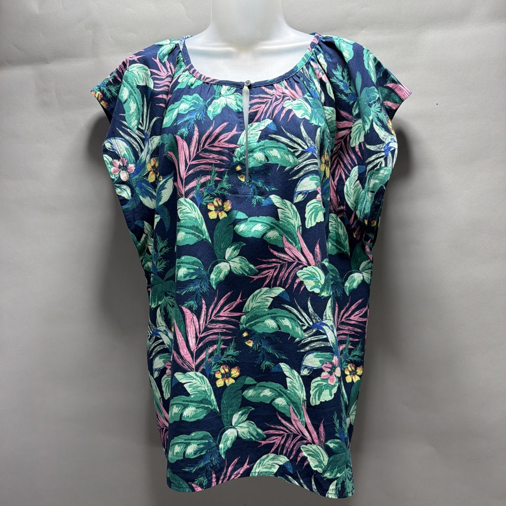 Ann Taylor Loft Women's Botanical Flutter Sleeve Shell Top Shirt Floral XL