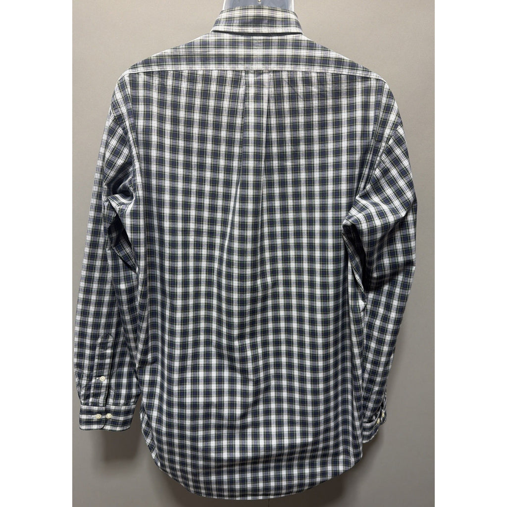 Polo Ralph Lauren Mens Plaid Classic Fit Poplin Shirt Made In Hong Kong M