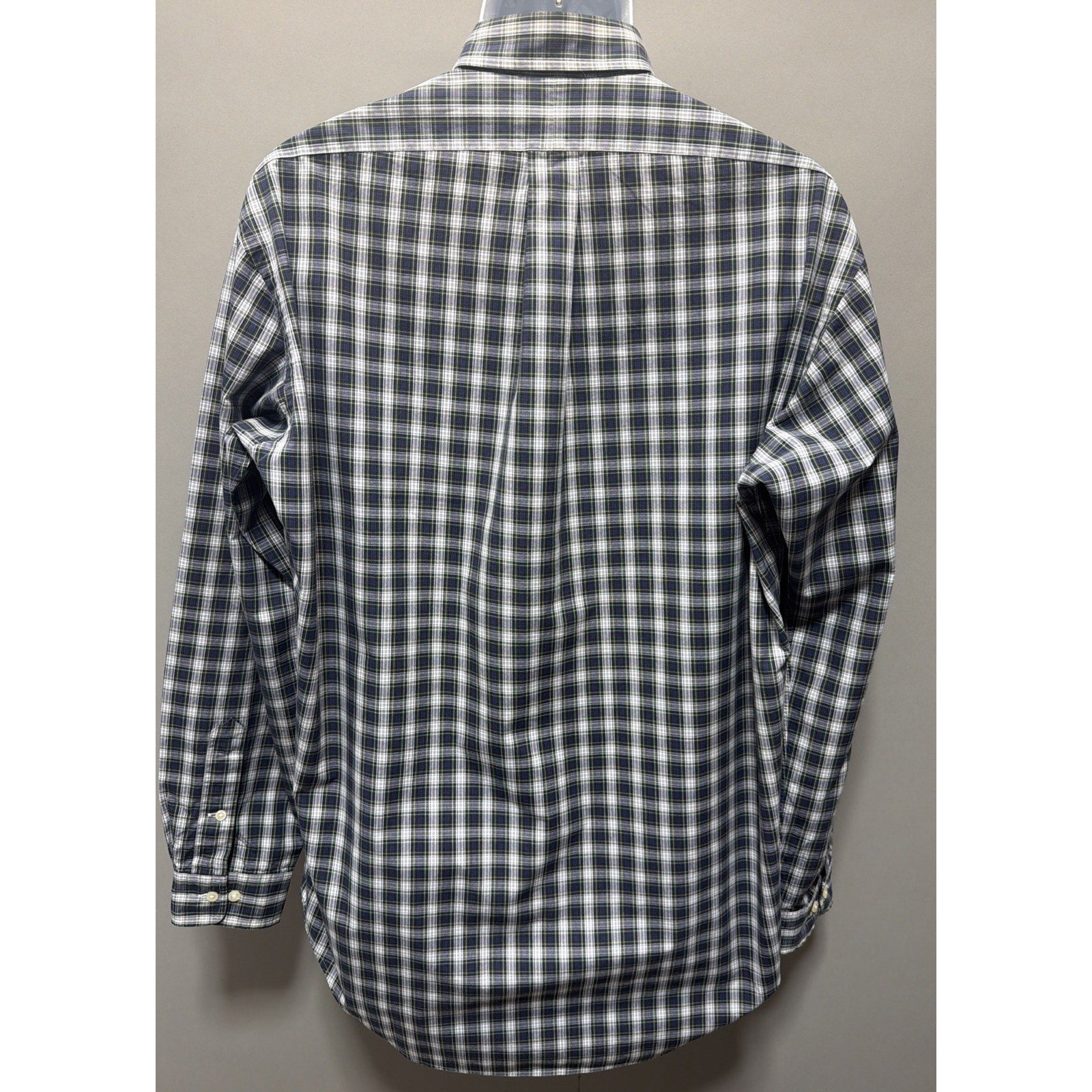 Polo Ralph Lauren Mens Plaid Classic Fit Poplin Shirt Made In Hong Kong M