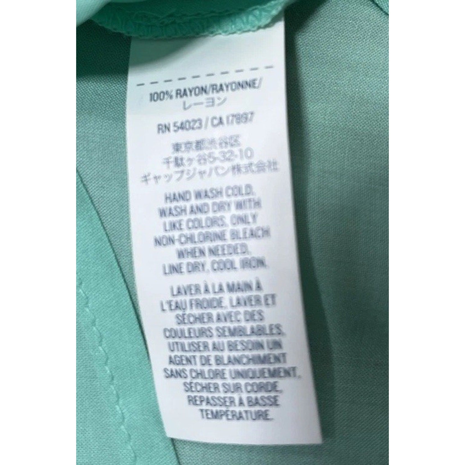 OLD NAVY SZ M 100% Rayon Aqua Bath Green Collared V-Neck Tank Top Blouse Shirt