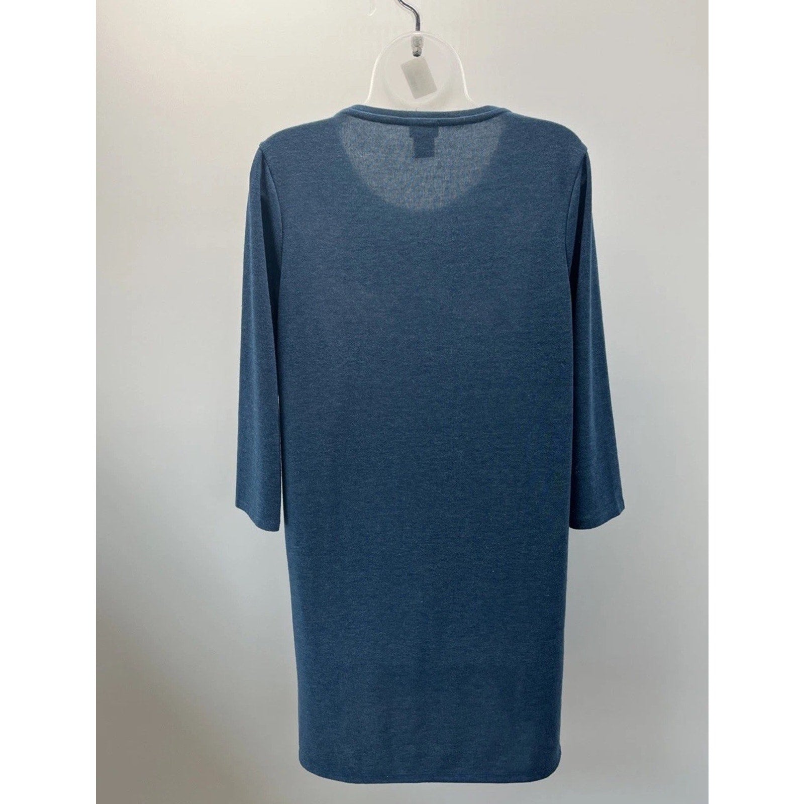 Chico's Size 1 M Blue Tunic Top Blouse 3/4 Long Sleeve Women Soft Rayon Spandex