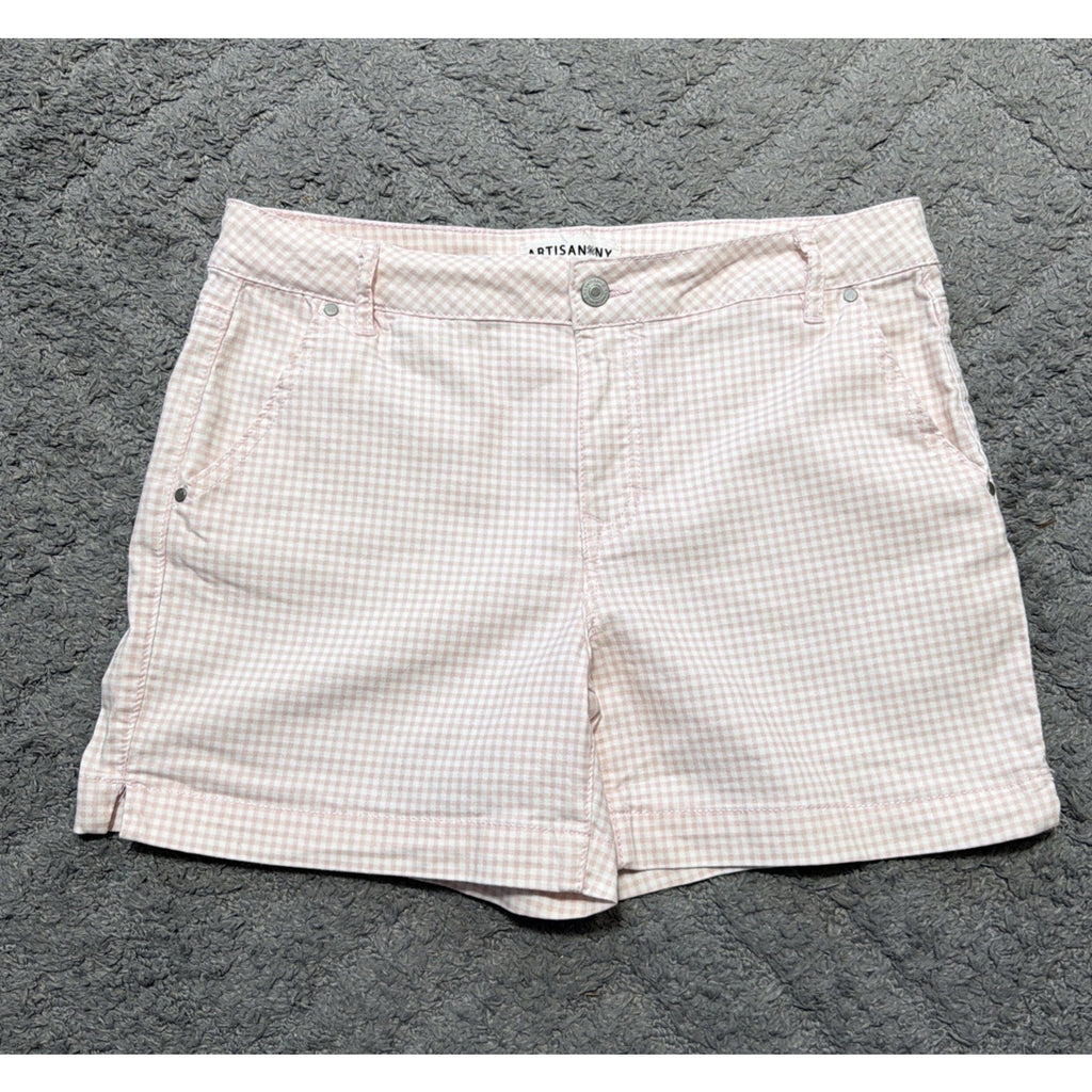 Womens Artisan NY Pink White Seersucker Shorts Size 12