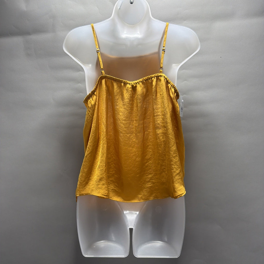 Ann Taylor Loft Spaghetti Strap Satin Tank Top Yellow /Gold Size Small NWT