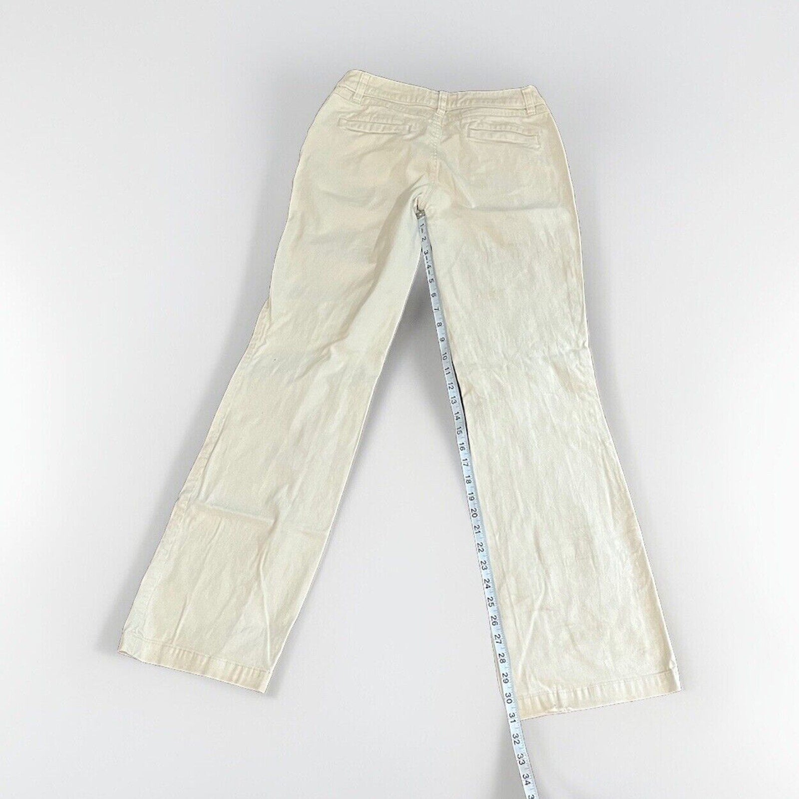 Arizona Women Tan Flat Front Medium Wash Bootcut Pants Size 3L