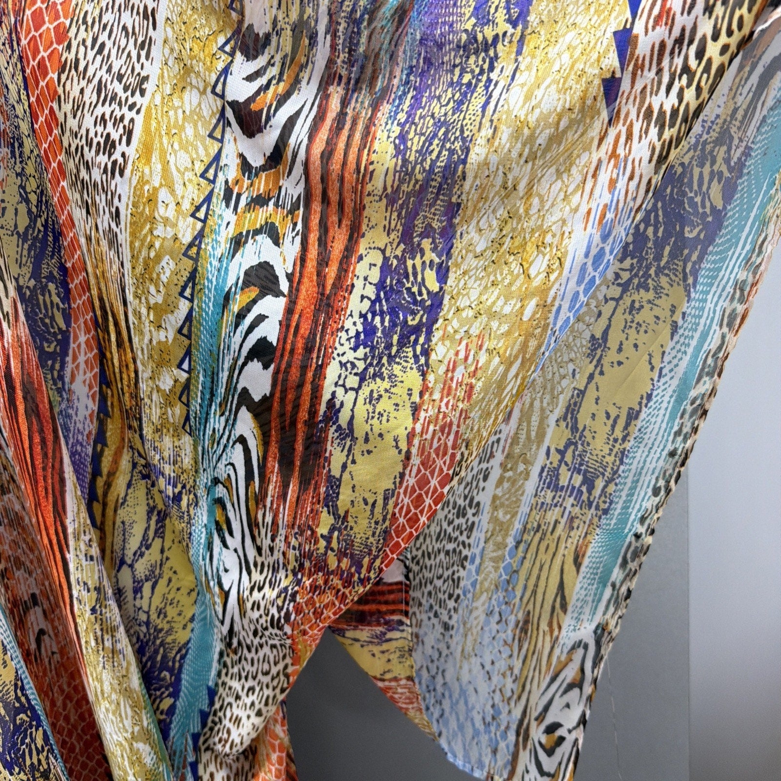 Kimono Open Front Mixed Animal Print Long Maxi Lightweight Boho Festival Sz M