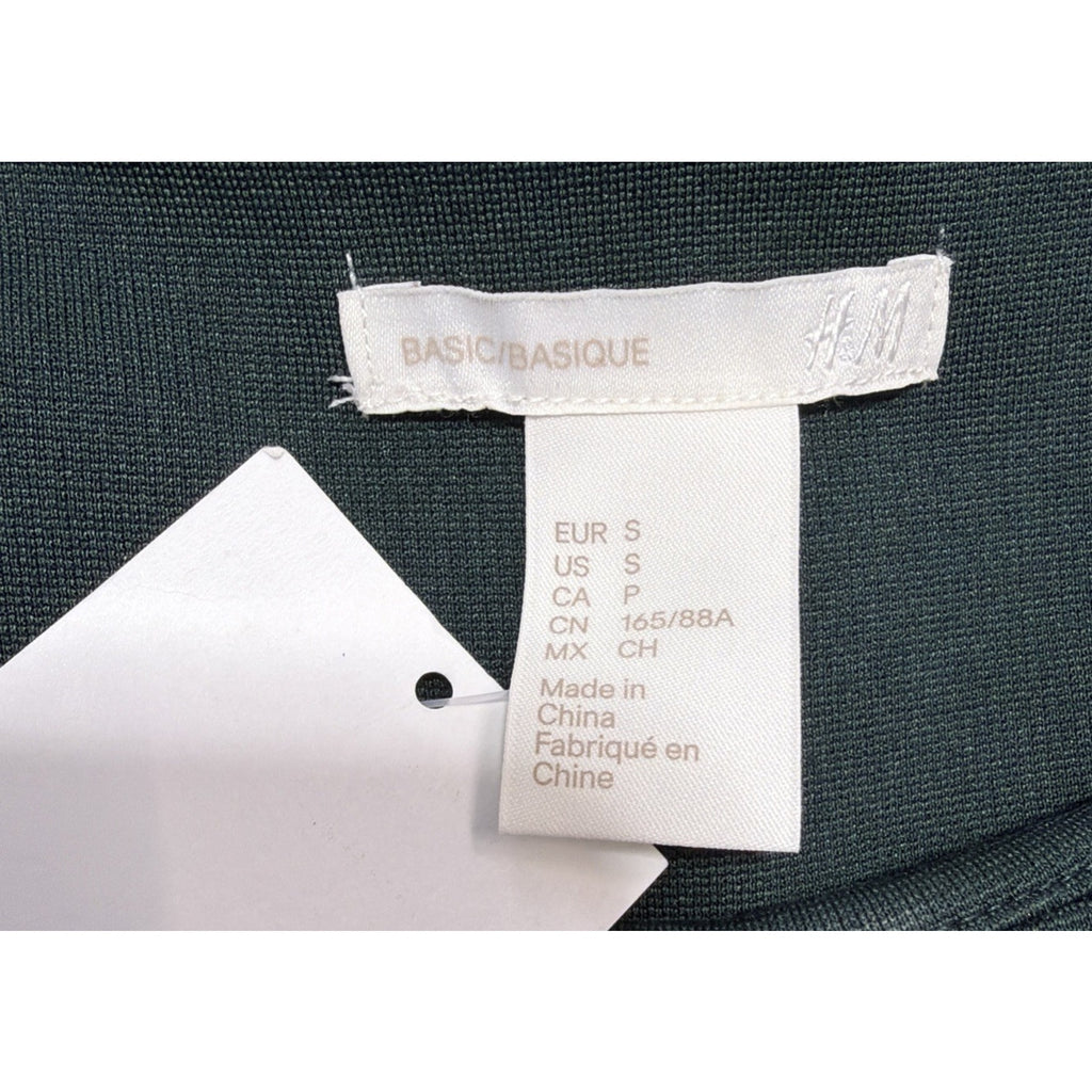 HM Basic Womens S Oversized Green 3/4 Sleeve Shift Dress with Pockets NWT
