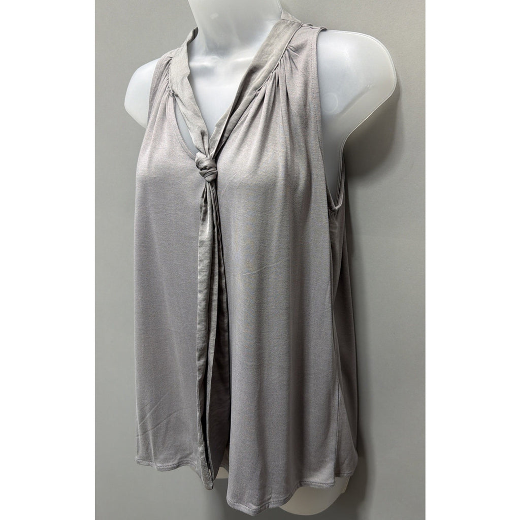 Banana Republic Black Sleeveless Soft Sarin Top Sz XS Keyhole Tie Front New