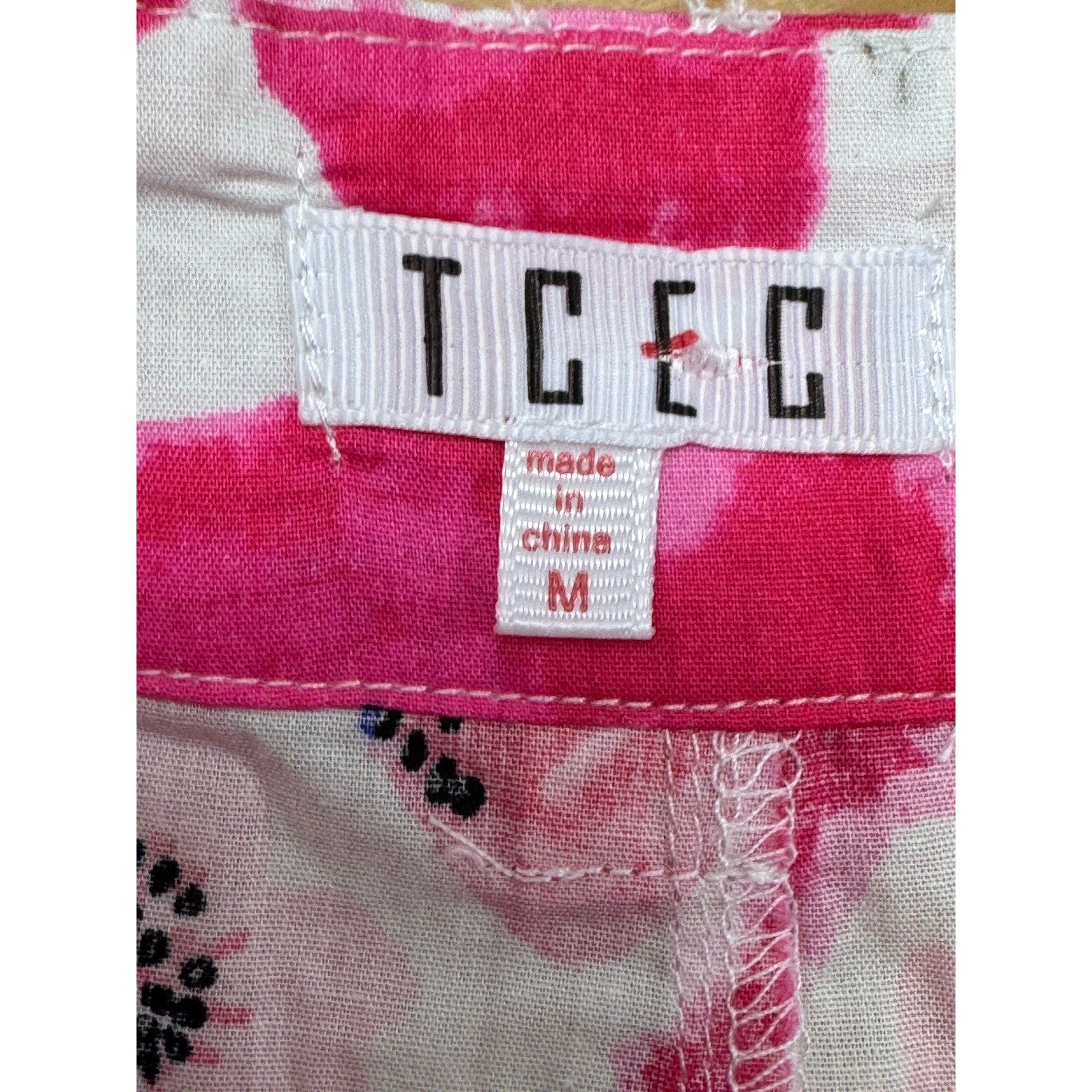 TCEC Pink Floral 100% Cotton Active Athletic Shorts Size Medium Pockets