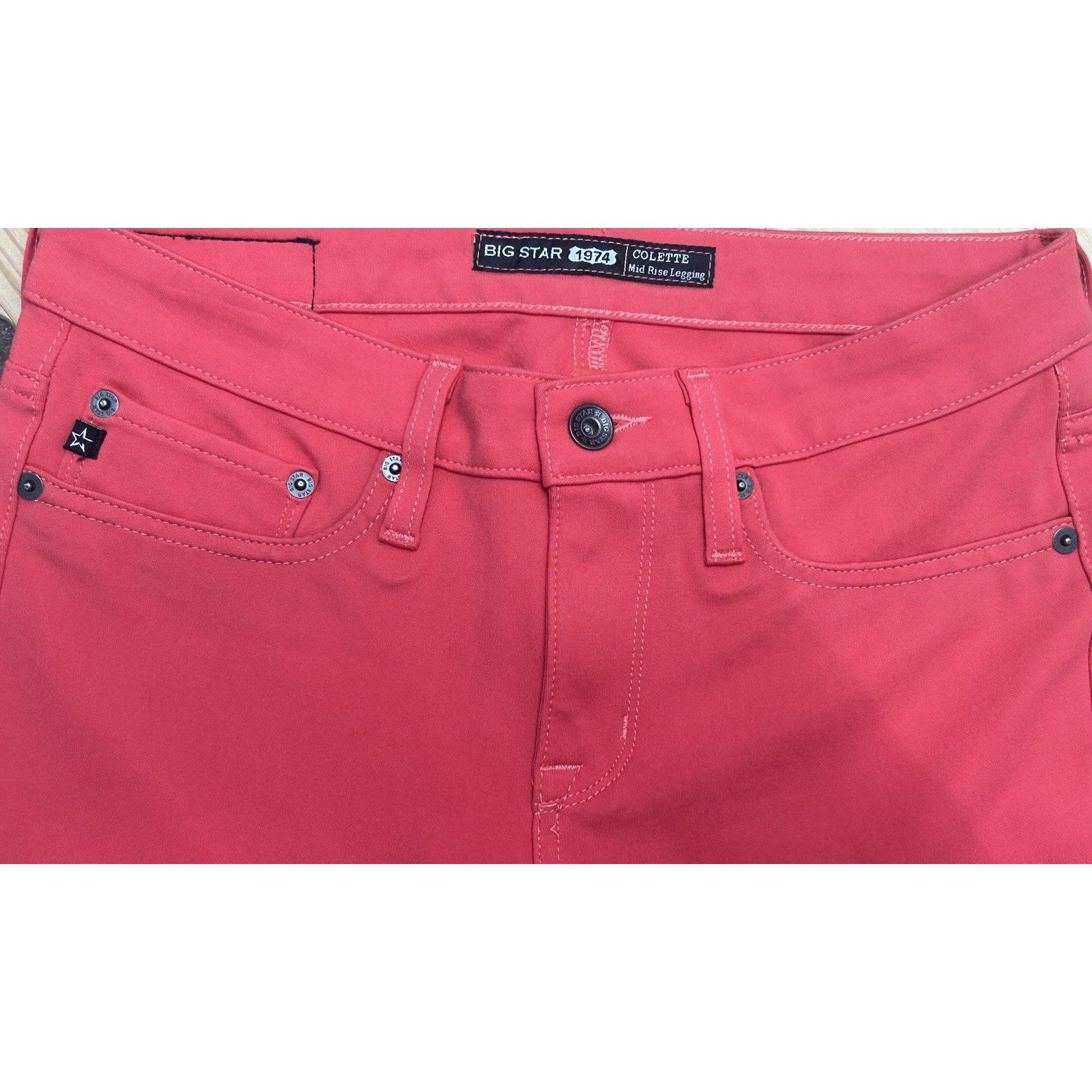 Big Star Colette Skinny Jeans Women's Size 29 Coral Mid Rise Leggings.