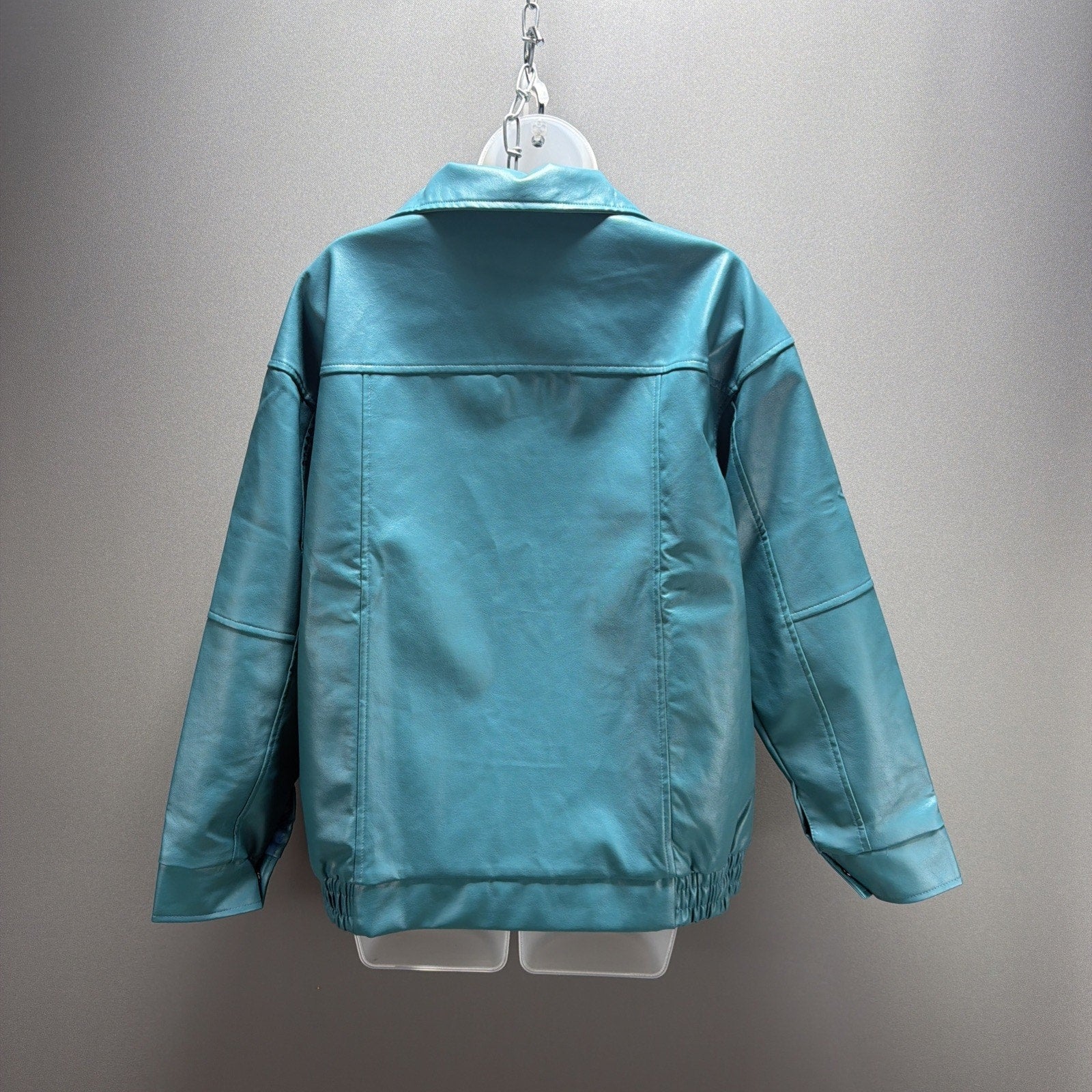 AUTOMET Womens S Oversized Leather Jacket Faux Suede Fashion Motorcycle Coat NWT