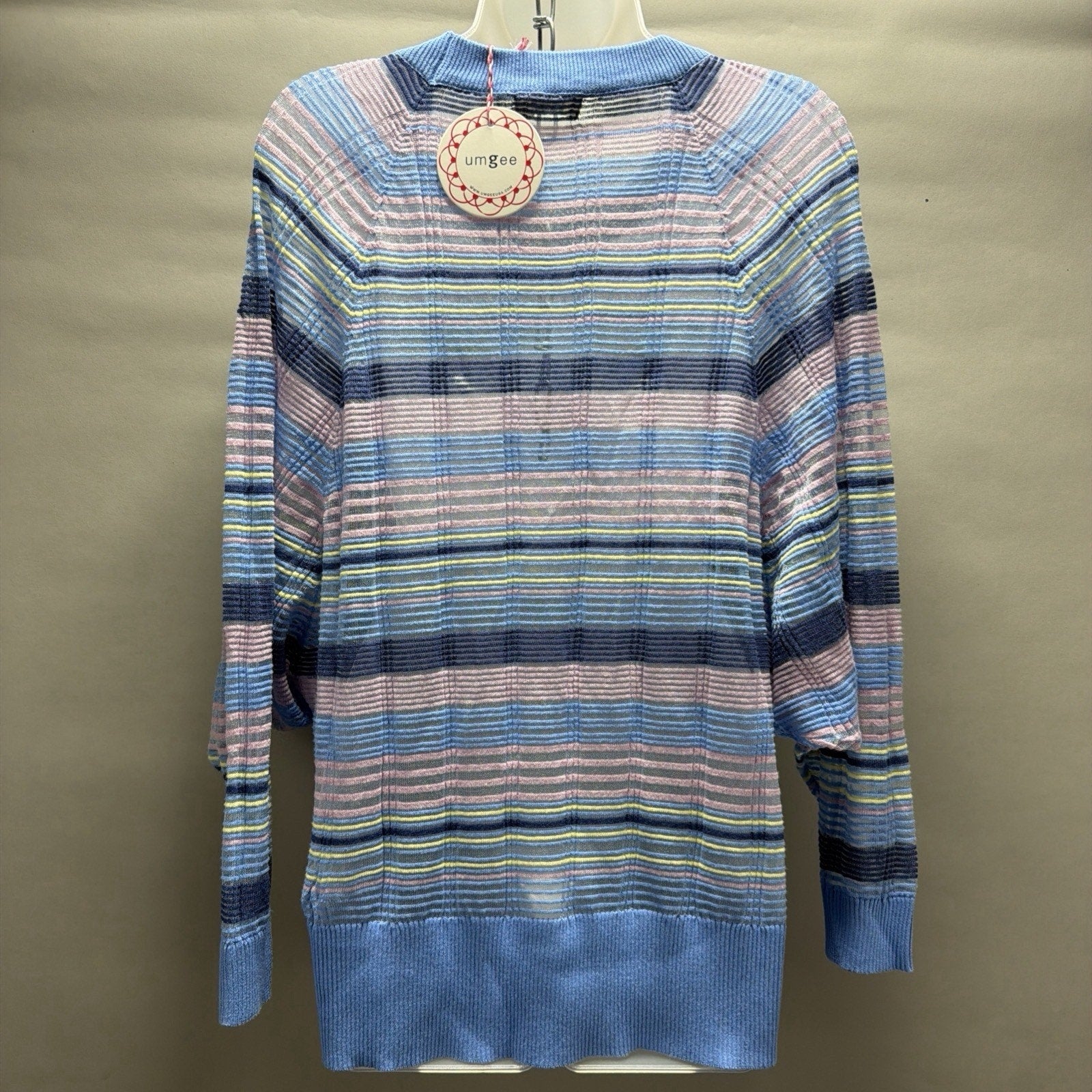 Umgee Striped Beach Cover Up Long Sleeve Size S Oversized Vacation Top NWT