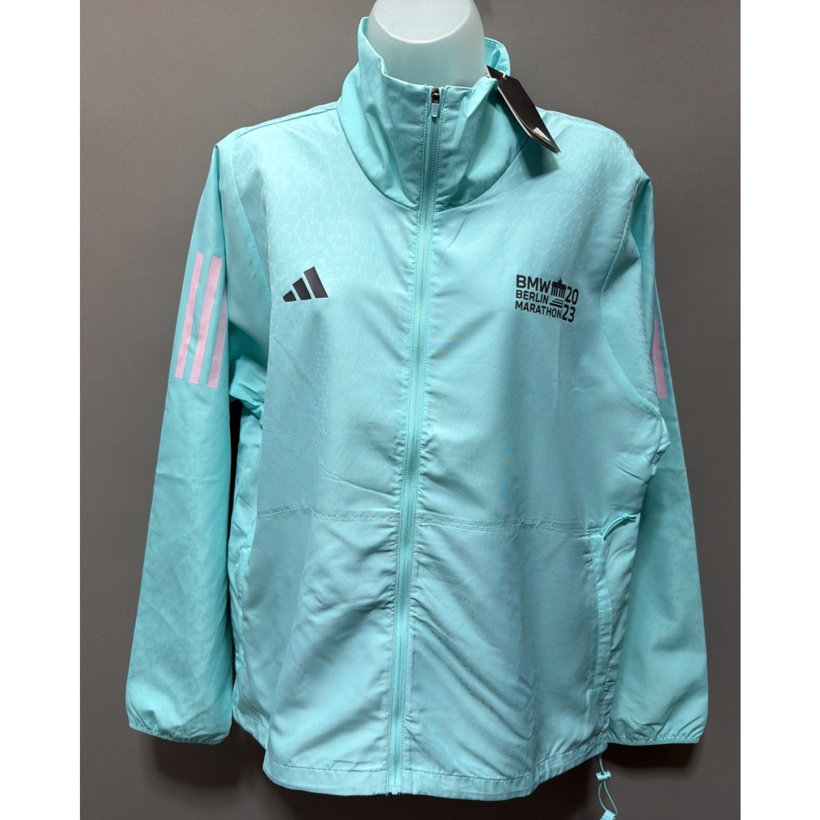 Adidas BMW Berlin Marathon 2023 Legends Jacket Women Flash Aqua Teal Medium New