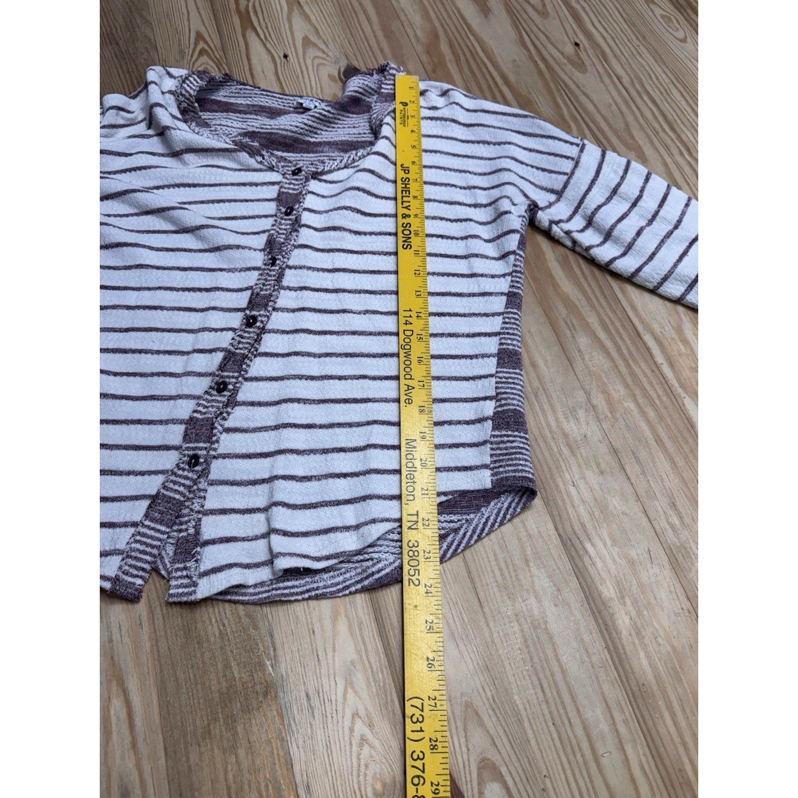 Umgee Long Sleeve Striped Button Top Size Small Oversized Sweater