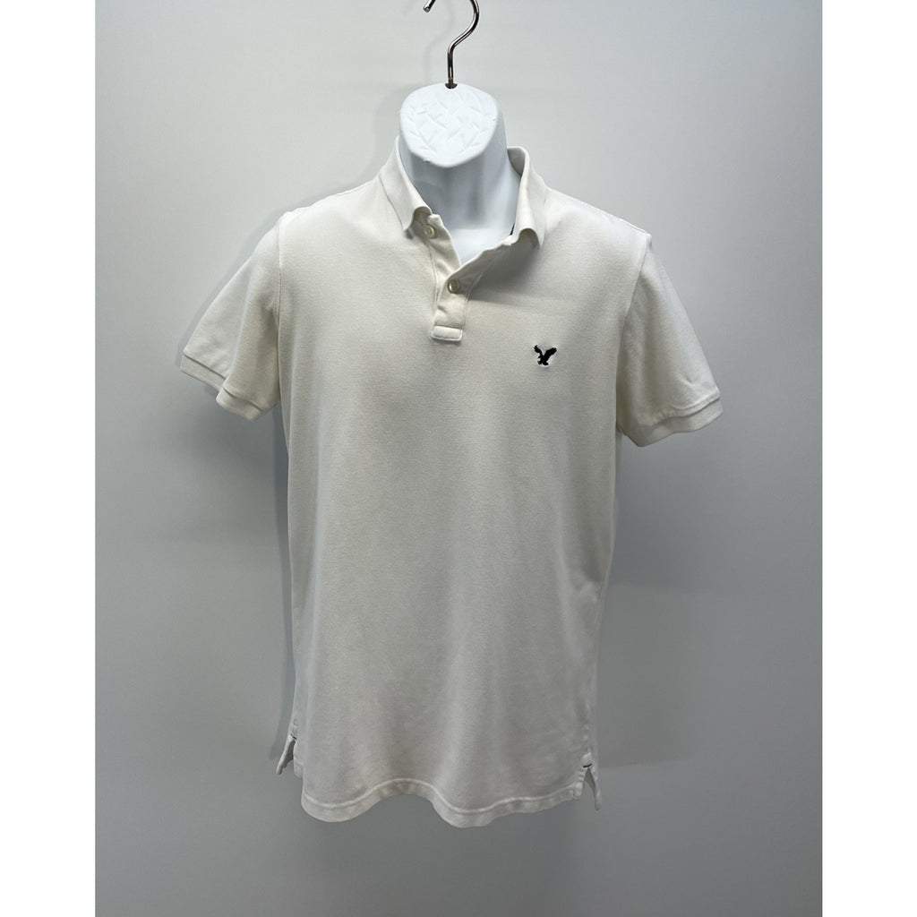 American Eagle Outfitters Classic fit short sleeve Eagle Polo white S men